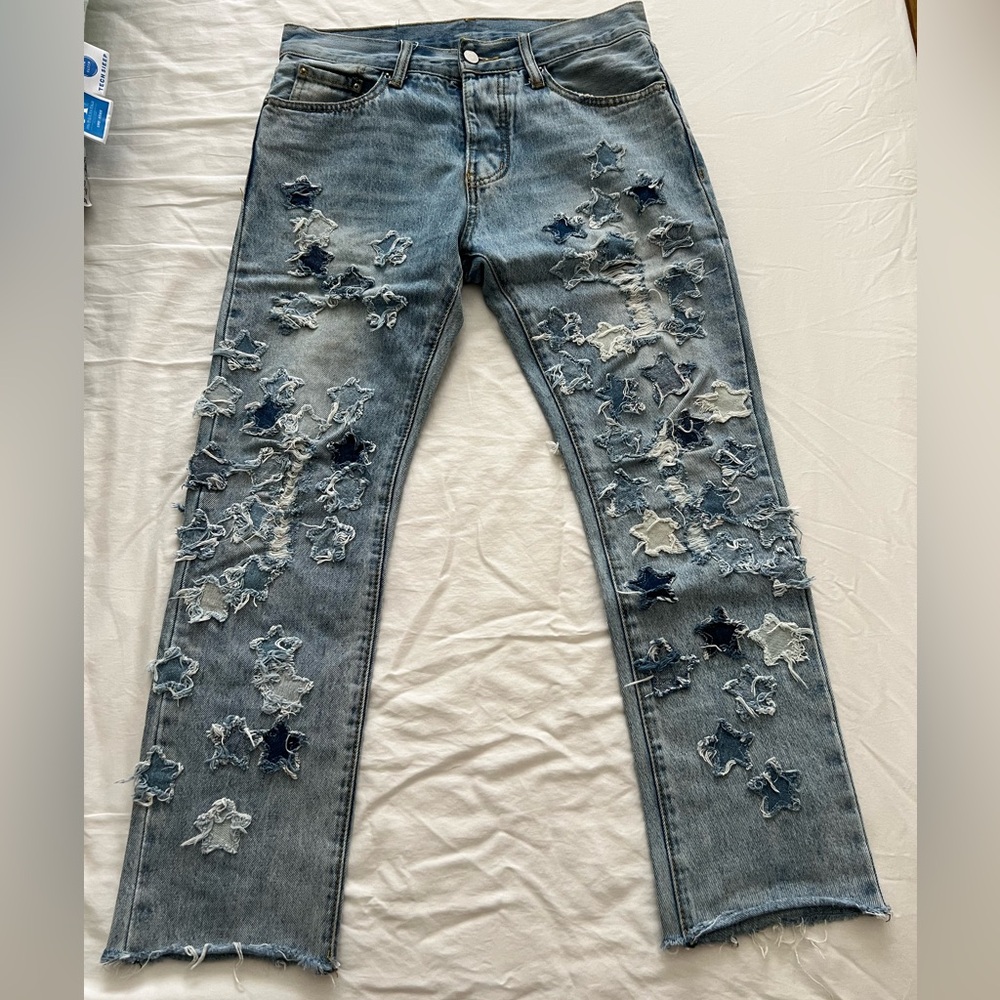MNML All-Over Star Patch Denim Jeans 28x28